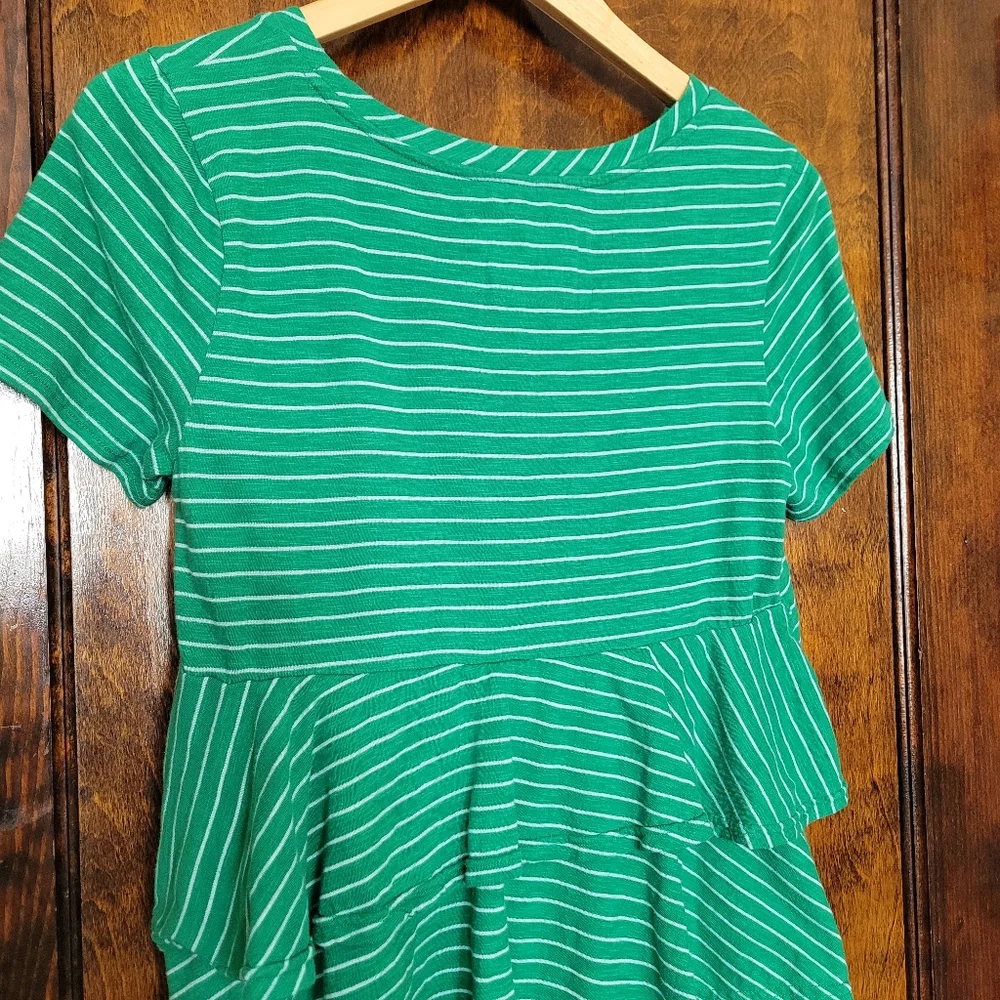 Anthropologie Dopamine Green Cotton Blend Tiered Ruffle Tee Shirt SIZE Medium - Picture 5 of 7